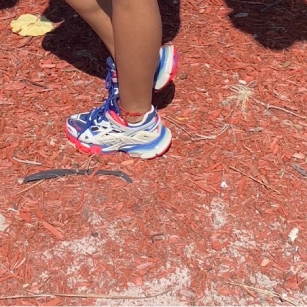 Balenciaga Gray and Blue Sneakers with Red Accents - Picture 2 of 2
